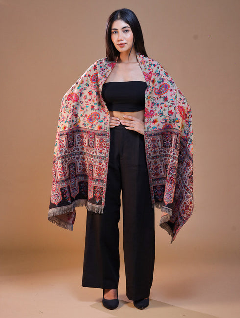 Women's Printed Aari Jamawar Wool Stole